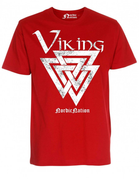 Viking Valknut T-Shirt RedNWhite by Nordic Worlds