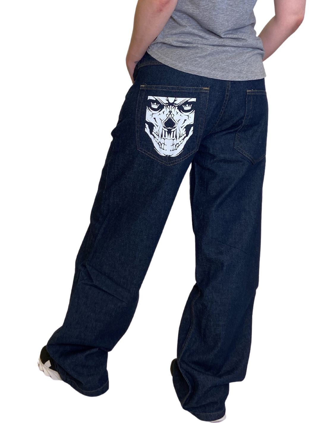 BSAT Skull Baggy Jeans Indigo Blue