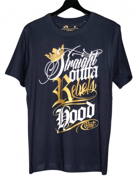 BSAT RebelsHood T-Shirt Navy/Gold/White Organic Cotton