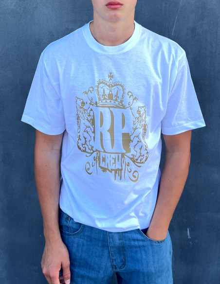 RP CREW Baggy Organic Cotton T-Shirts WhiteNGold by BSAT