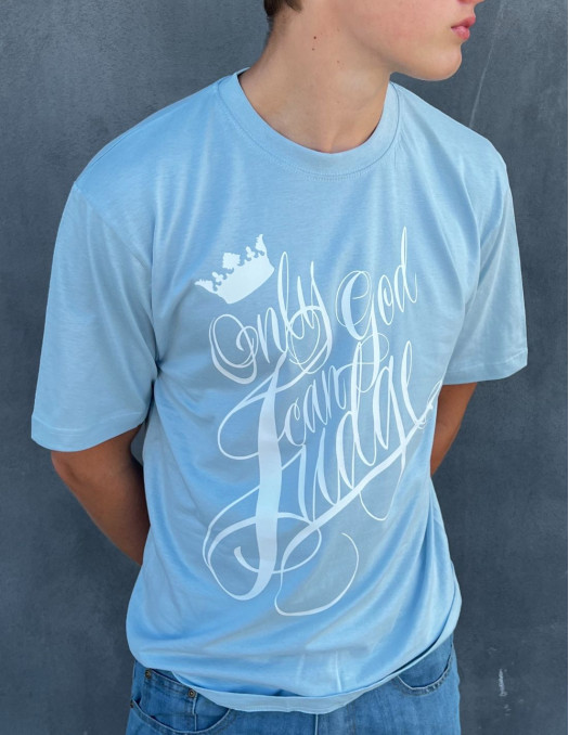 Only God Can Judge T-Shirt by BSAT Baggy Skyblue
