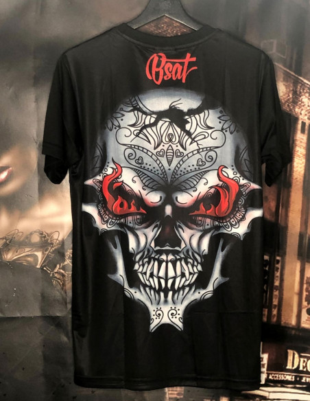 BSAT Art Script Skull On Fire T-Shirt