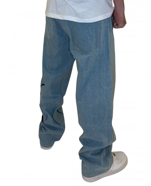 BSAT Art Script Jeans Vintage Blue Baggy
