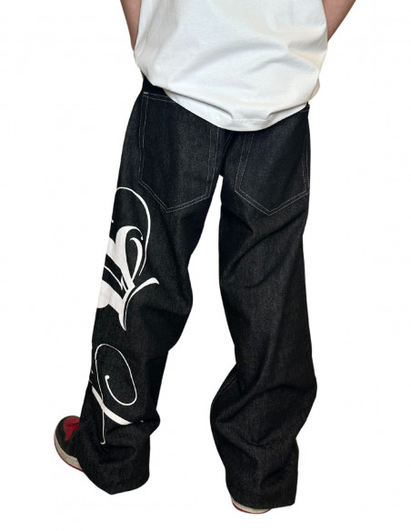BSAT Art Script Logo Jeans BlackNWhite