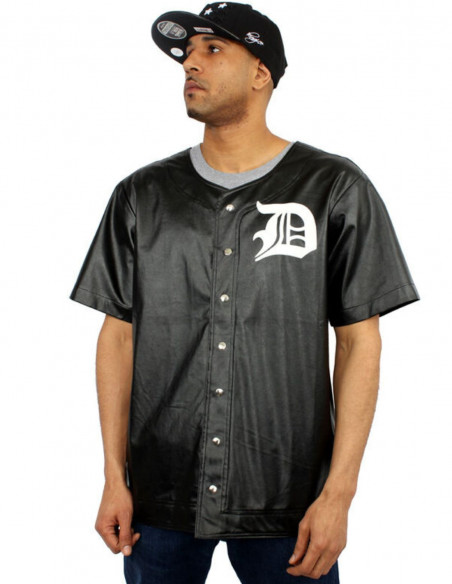 Dirty Money Faux Leather Baseball Top