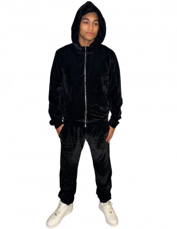 Gangsta Velour Velvet Tracksuit Black by Dirty Money