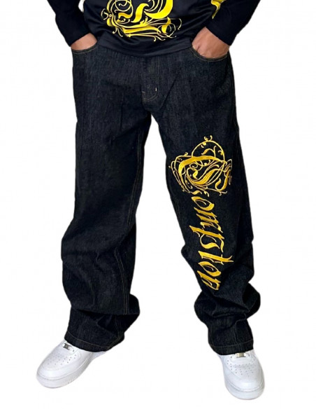 Compton Jeans BlackNGold Baggy by BSAT