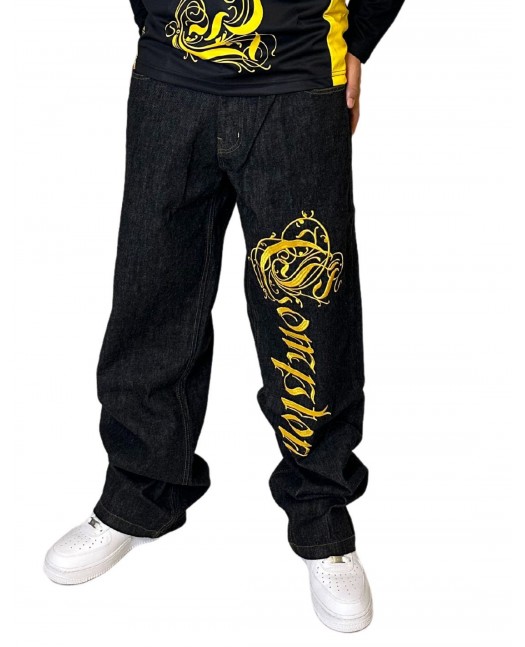 Compton Jeans BlackNGold Baggy by BSAT