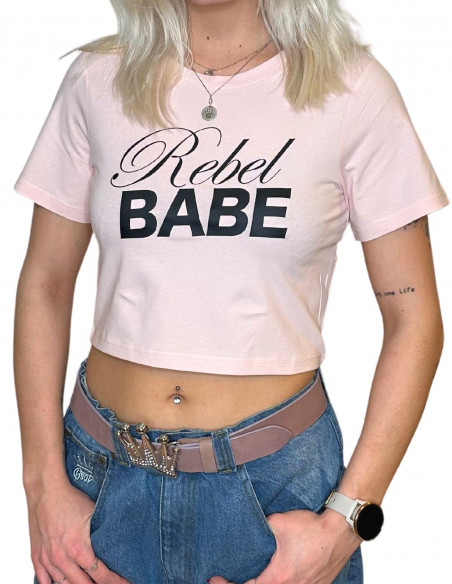Rebel Babe Crop Top Pink by BSAT