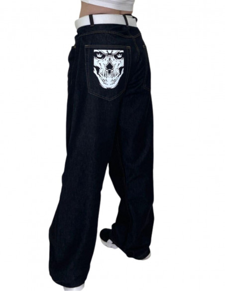 BSAT Skull Baggy Jeans Black