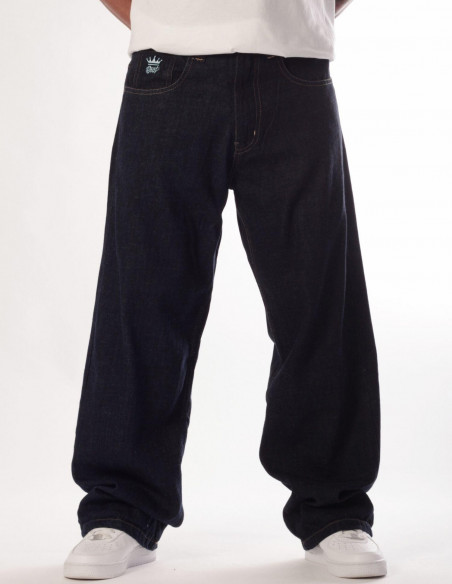Indigo Blue Skull Baggy Jeans by BSAT