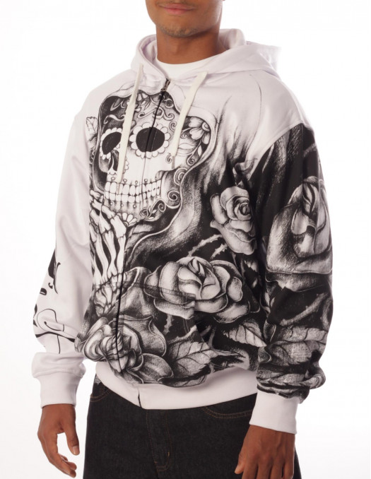 BSAT Praying Skull ZipHoodie WhiteNBlack