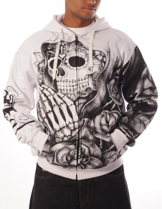 BSAT Praying Skull ZipHoodie WhiteNBlack