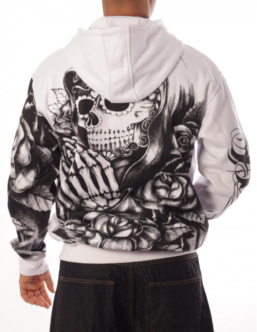 BSAT Praying Skull ZipHoodie WhiteNBlack
