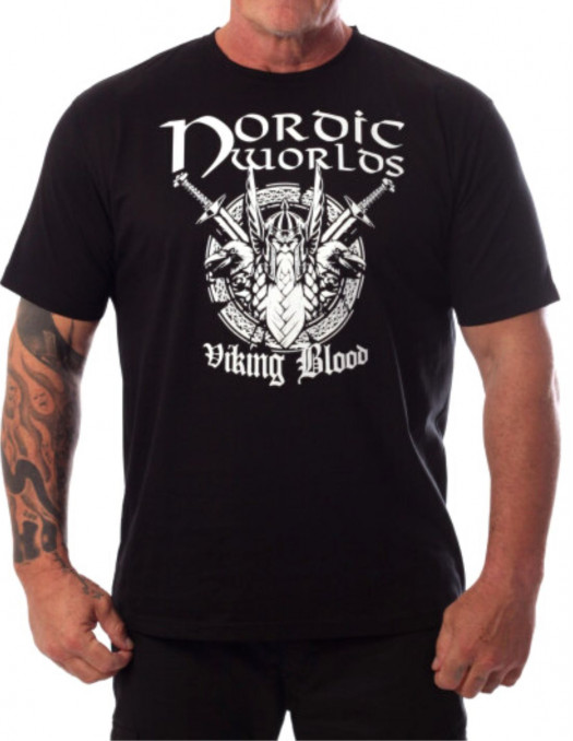 Nordic Worlds Blood T-Shirt Premium Black Cotton