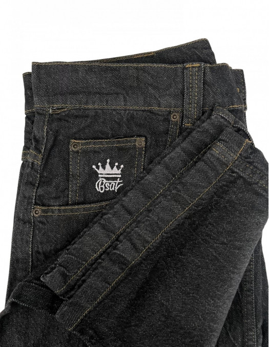 Skull Baggy Jeans Raw Black by BSAT