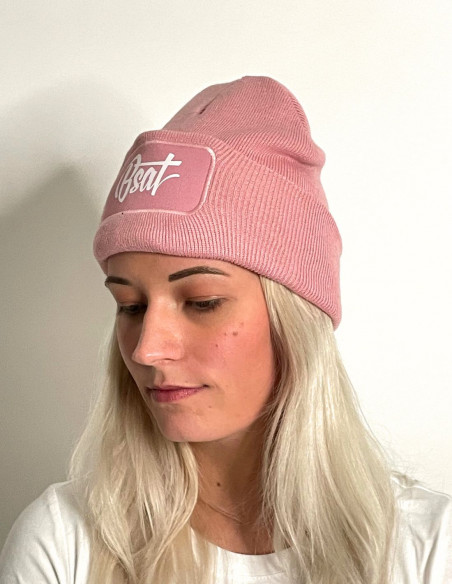 BSAT The Classic Beanie Pink/White
