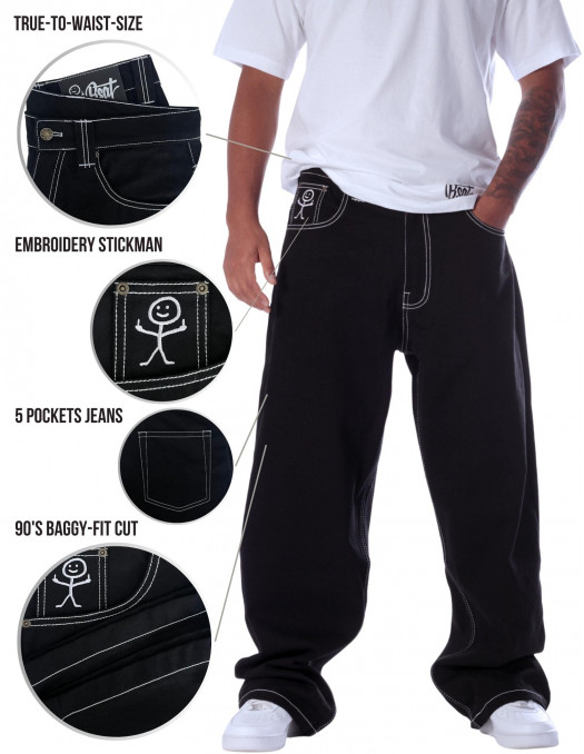 BSAT Stickman baggy Jeans The Fingers Black Vol.2
