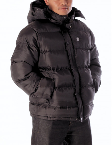 BSAT Puffer Winter Jacket Embroidery Black Removable Hood