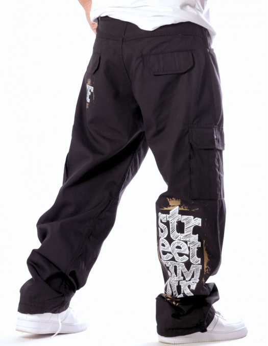 Street Famous Baggy Cargo Pants Black by BSAT