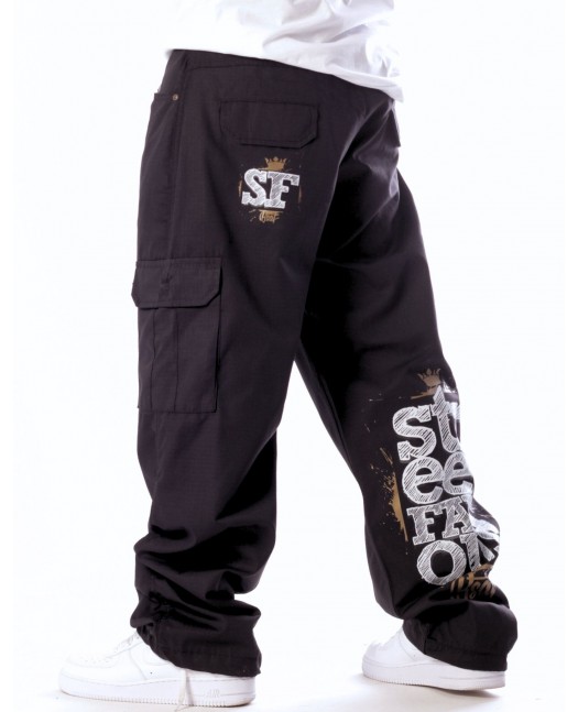 Street Famous Baggy Cargo Pants Black...