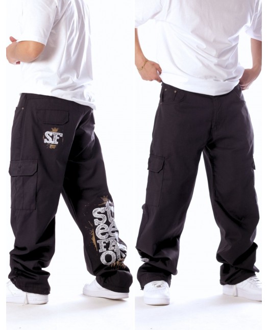 Street Famous Baggy Cargo Pants Black...