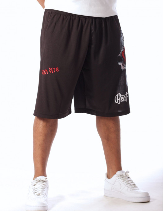 On Fire Skull Mesh Shorts by BSAT