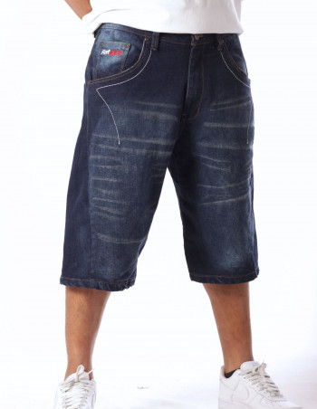 FAT313 Jorts Denim Shorts Dark Blue Washed Stretch Regular Fit