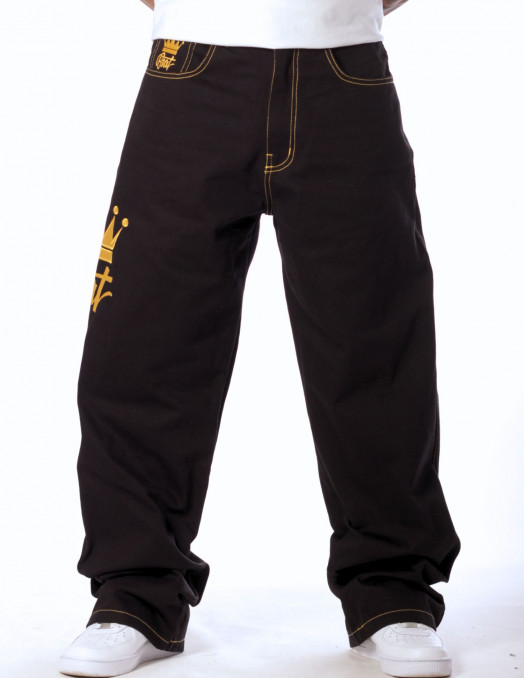 Golden Crown Black Jeans Baggy