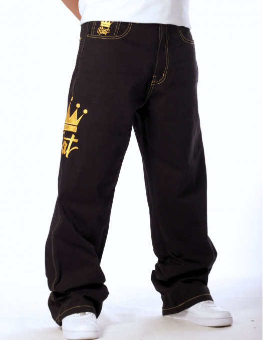 Golden Crown Black Jeans Baggy