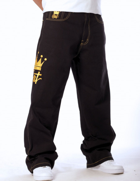 Golden Crown Black Jeans Baggy