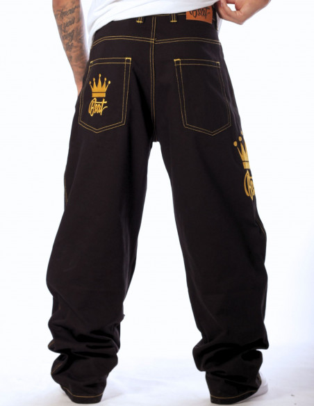 Golden Crown Black Jeans Baggy