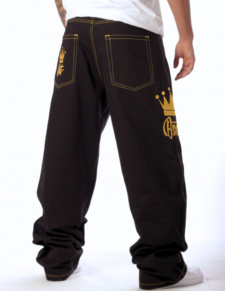Golden Crown Black Jeans Baggy