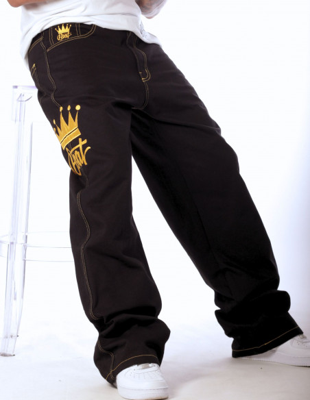 Golden Crown Black Jeans Baggy
