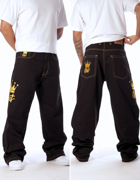 Golden Crown Black Jeans Baggy