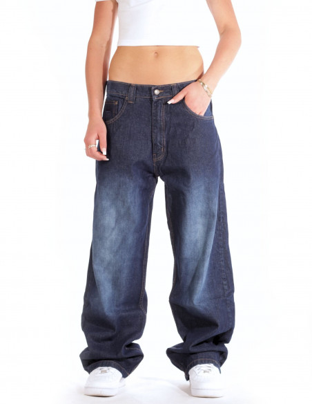 BSAT Baggy Jeans Rap God Medium Blue Spray Washed