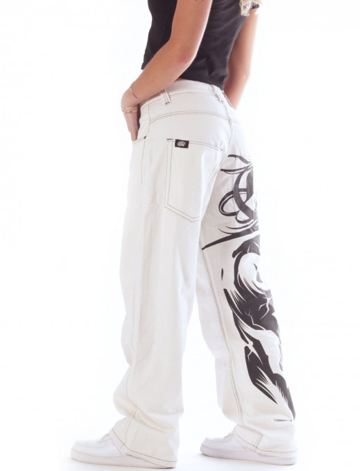 BSAT Cali Skull White Baggy Jeans...