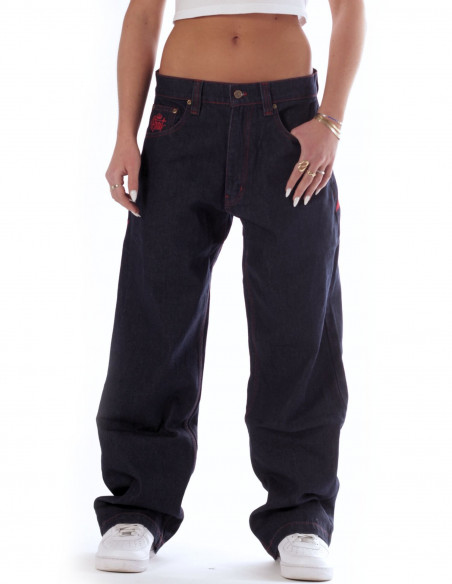 Baggy Hip Hop Jeans Embroidered Indigo Raw n Red by BSAT *Ultra Limited Edition*