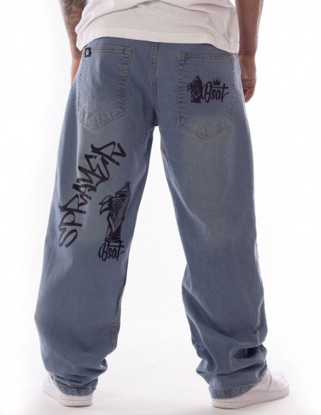BSAT The Spray Limited Edition Washed Sky Baggy Jeans