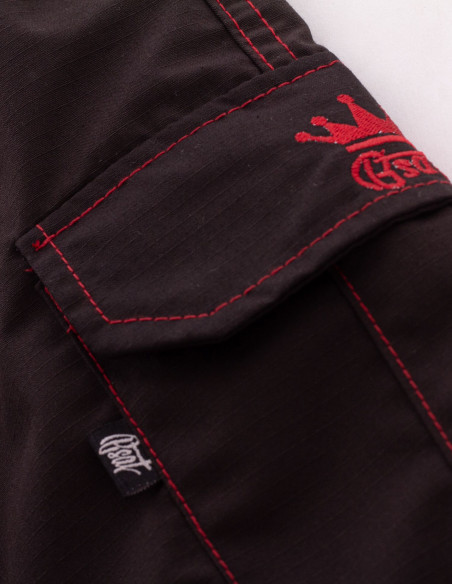 BSAT Baggy Combat Cargo Pants Black Contrast Red