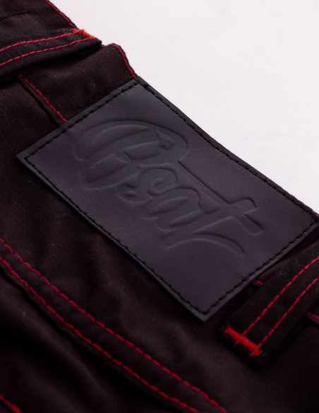 BSAT Baggy Combat Cargo Pants Black Contrast Red