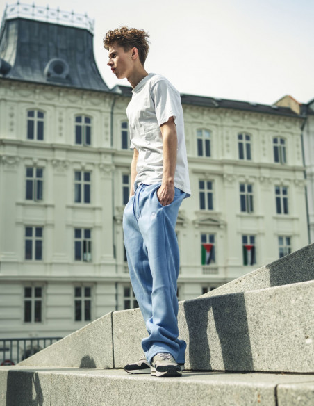 BSAT Contrast Bronx Baggy Sweatpants Ultra Soft Comfy Lounge Sky Blue