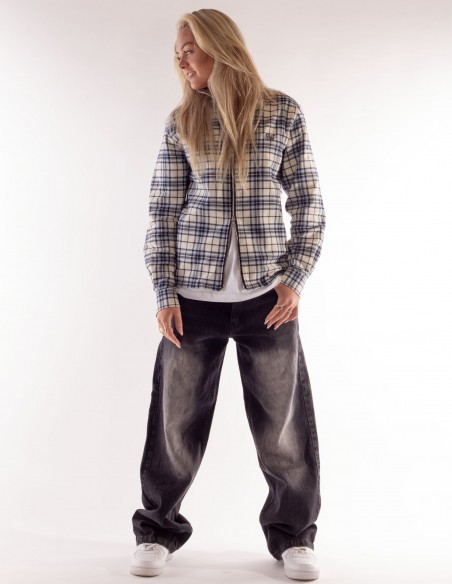 BSAT Studio Flannel Zip Shirt – Grid Navy