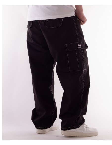 BSAT Baggy Combat Cargo Pants Black Contrast White
