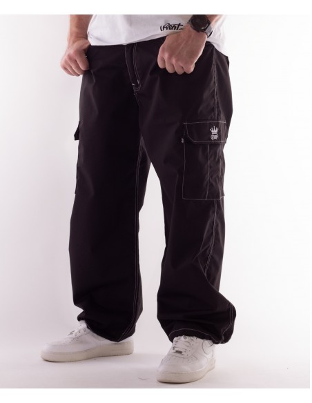 BSAT Baggy Combat Cargo Pants Black Contrast White