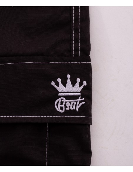 BSAT Baggy Combat Cargo Pants Black Contrast White