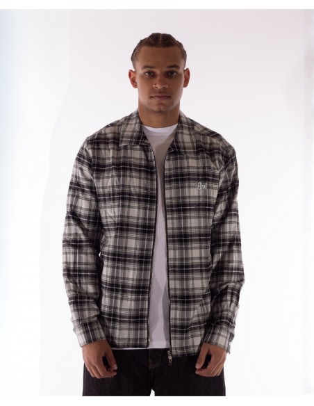 BSAT Studio Flannel Zip Shirt – Grid Olive