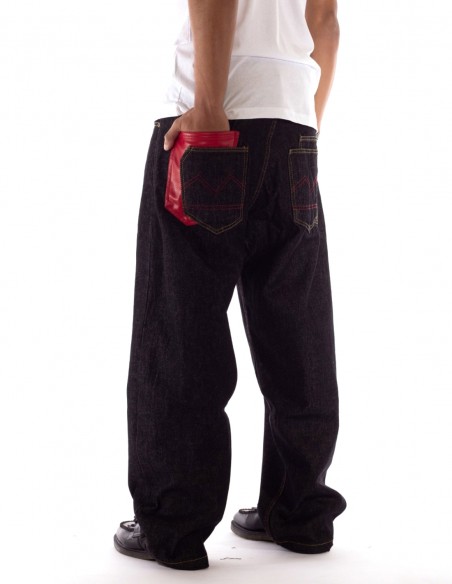 BSAT 4 Pocket Blazed Up Baggy Jeans Black n Red