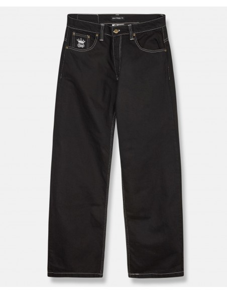 Bronx Deep Black Cotton Twill Baggy Jeans by BSAT
