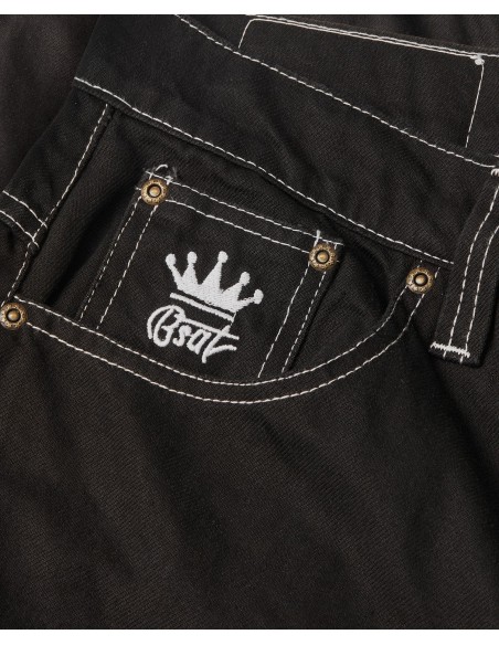 Bronx Deep Black Cotton Twill Baggy Jeans by BSAT